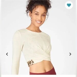 Fabletics twist front cropped top eco conscious fitted Large NWT $49.95